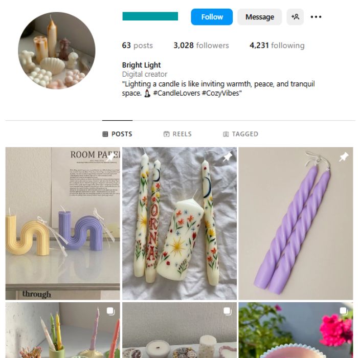 3K Candles Aesthetic Instagram Account for sale