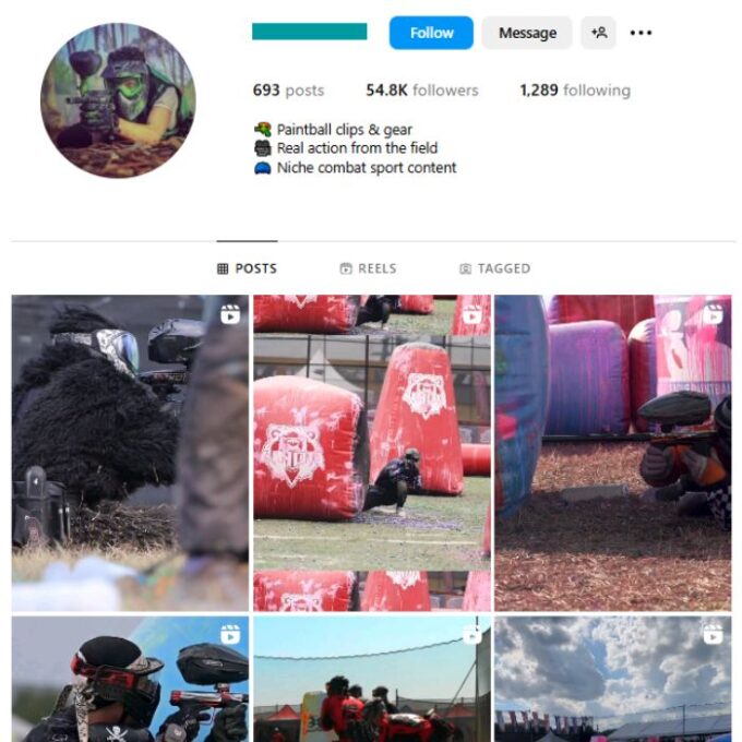 50K Paintball Sports Instagram Account for sale