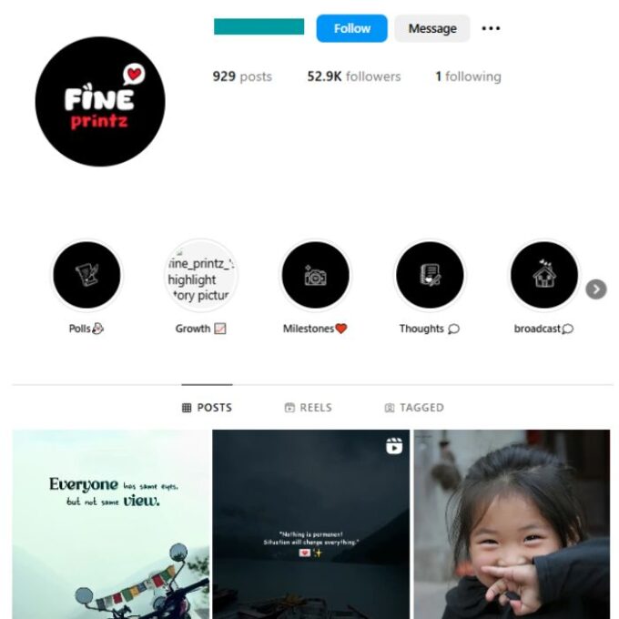 50K Quotes Positivity Instagram Account for sale