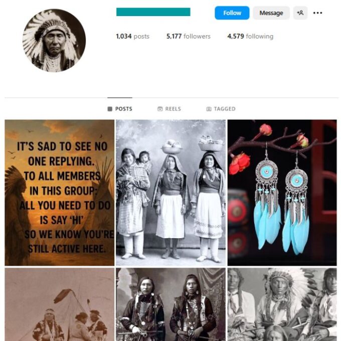 5K Native Americans Instagram Account for sale