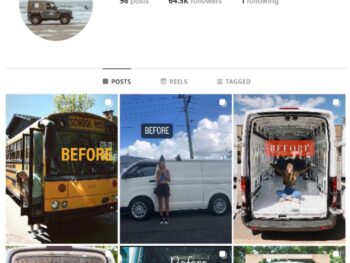 60K Camper Van Transformation Instagram Account for sale