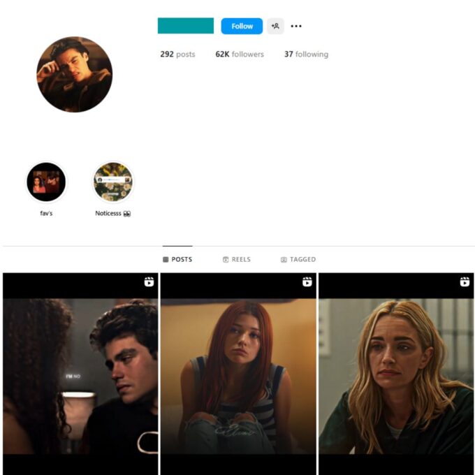 60K Series Movie Edits Instagram Account for Sale