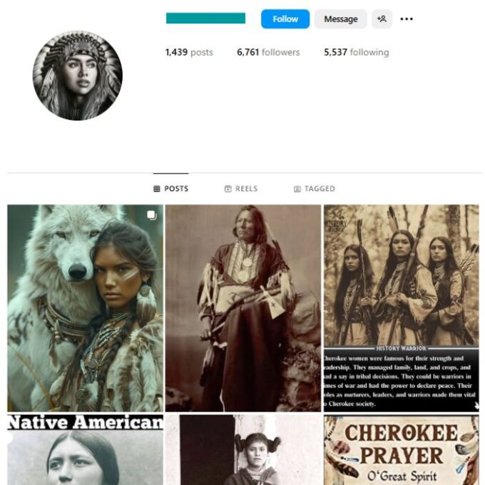 6K Native Americans Instagram Account for sale
