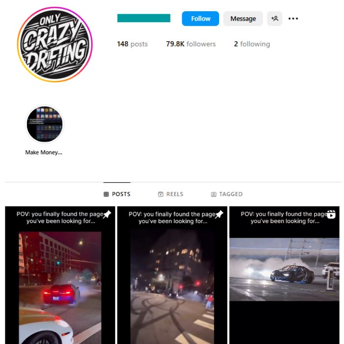 79K Drift Cars Instagram Account for sale