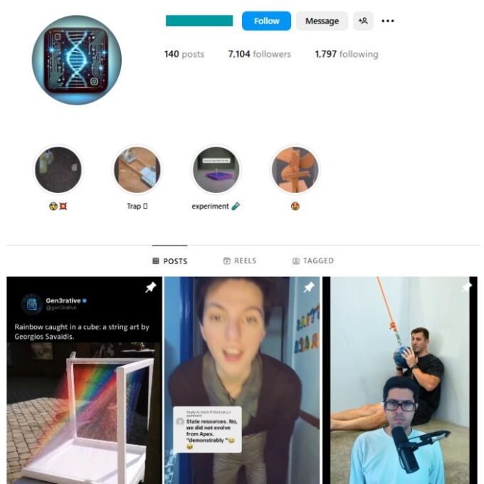 7K Science Experiments Instagram Account for sale