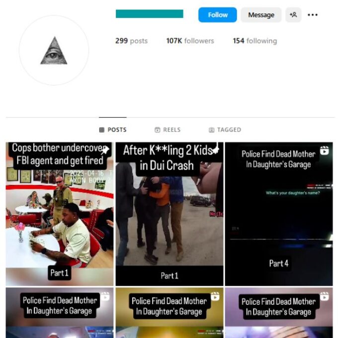 105K Police Bodycam Instagram Account for sale