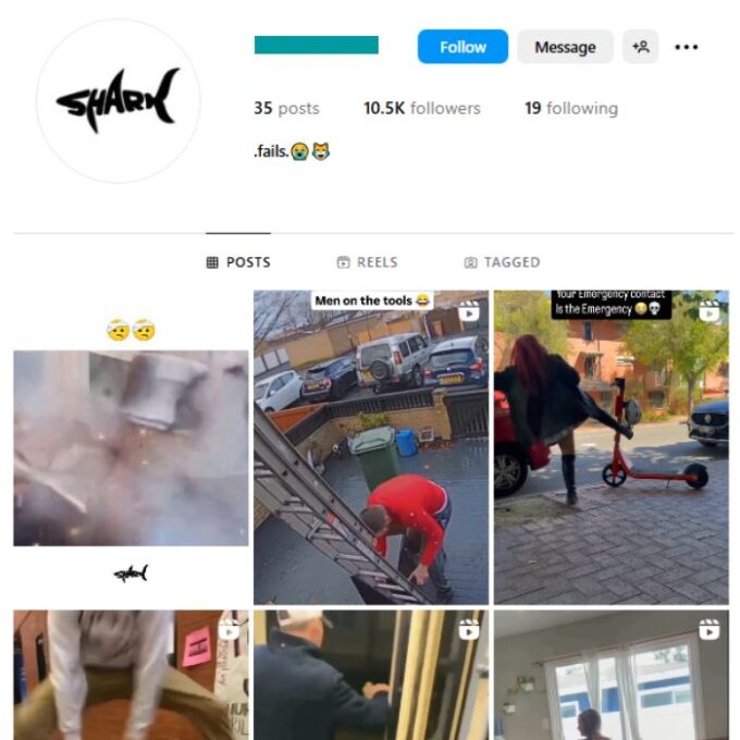 10K Entertainment Fails Instagram Account for sale