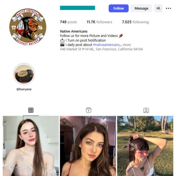 11K Native American Models Instagram Account for sale