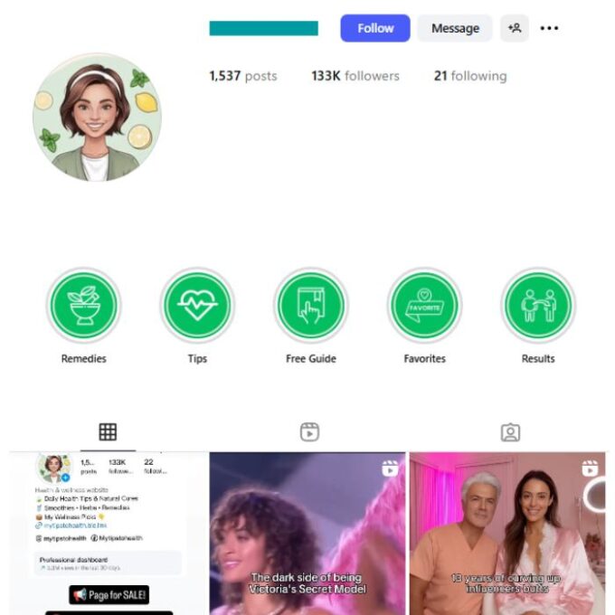 130K Health Lifestyle Food Instagram Account for sale