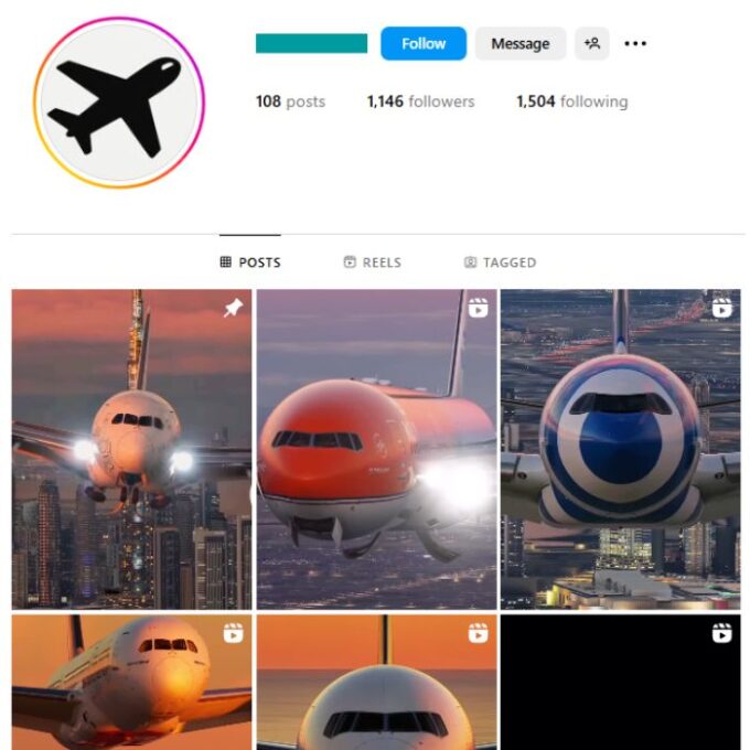 1K Aviation Airplanes Instagram Account for sale