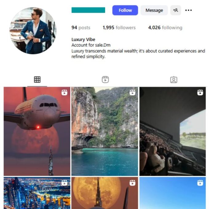 1K Aviation Luxury Instagram Account for sale