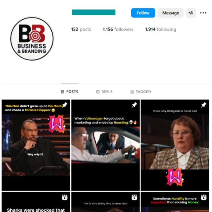 1K Business Motivation Instagram Account for sale