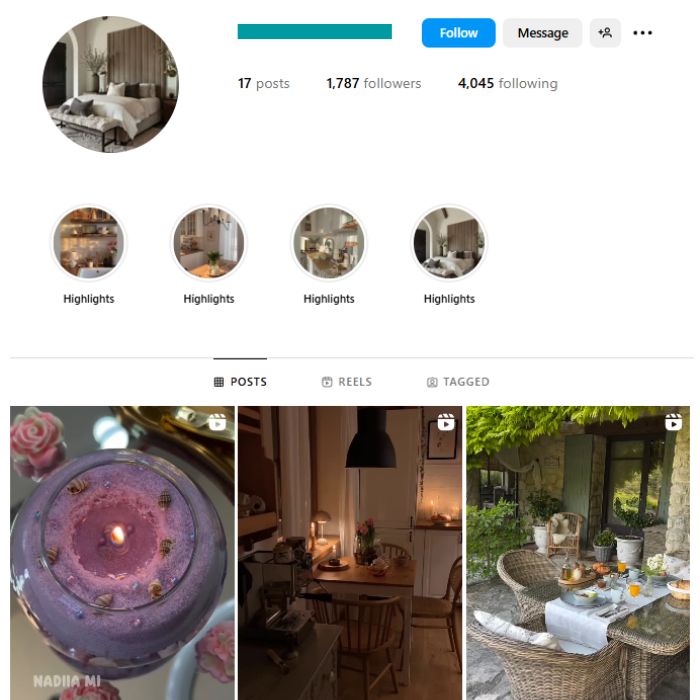 1K Cozy Interior Decor Instagram Account for sale