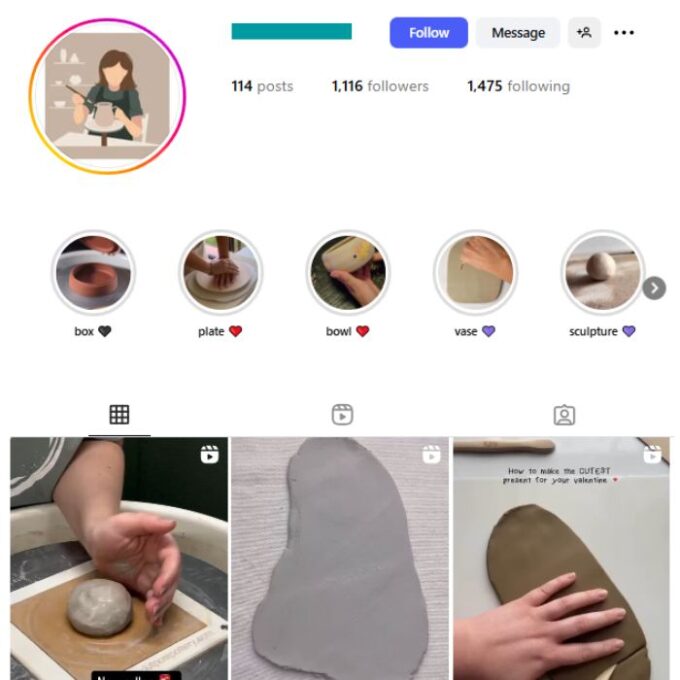 1K DIY Pottery Instagram Account for sale