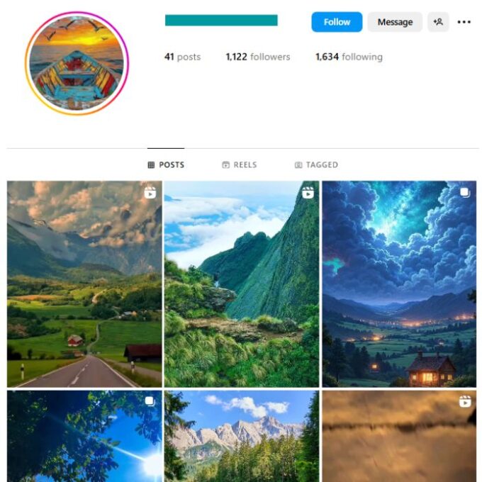 1K Landscapes Photography Instagram Account for sale