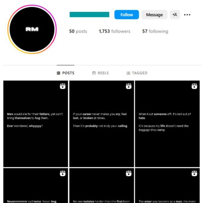 1K Motivation Mindset Instagram Account for sale