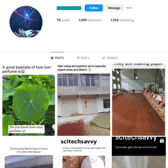 1K Tech Science Instagram Account for sale