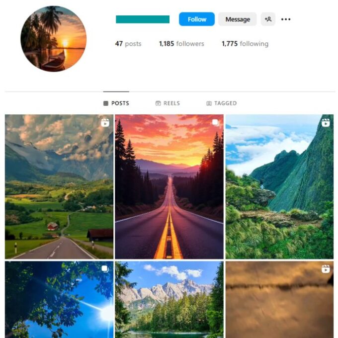 1K Travel Destinations Instagram Account for sale