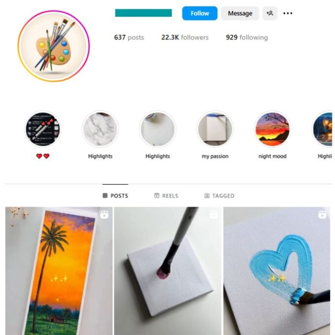 22K Canvas Paintings Instagram Account for sale