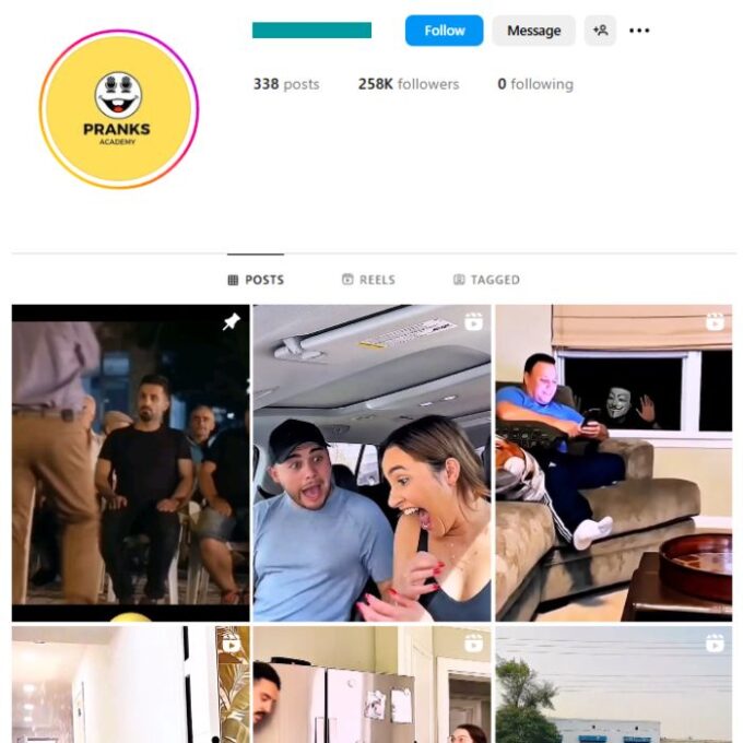 250K Funny Videos Pranks Instagram Account for sale