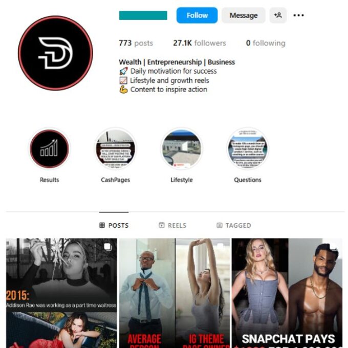 25K Motivation Self-Improvement Instagram Account for sale