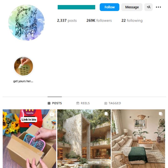 260K Bohemian Decor Interior Instagram Account for sale