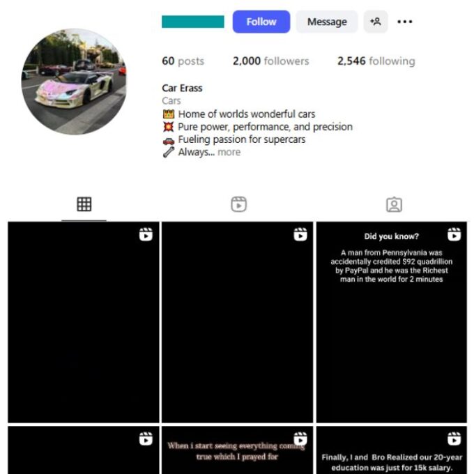 2K Automotive Cars Instagram Account for sale