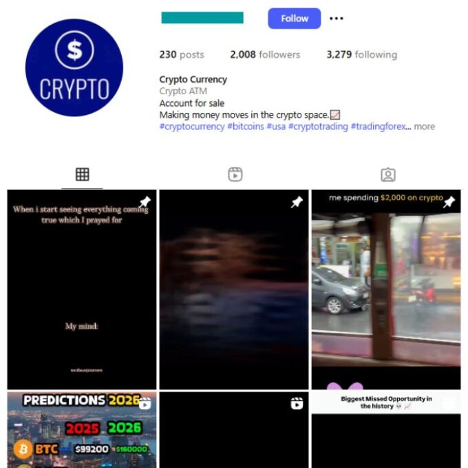 2K Crypto Trading Instagram Account for sale