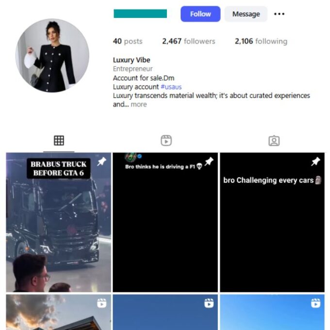 2K Luxury Lifestyle Instagram Account for sale