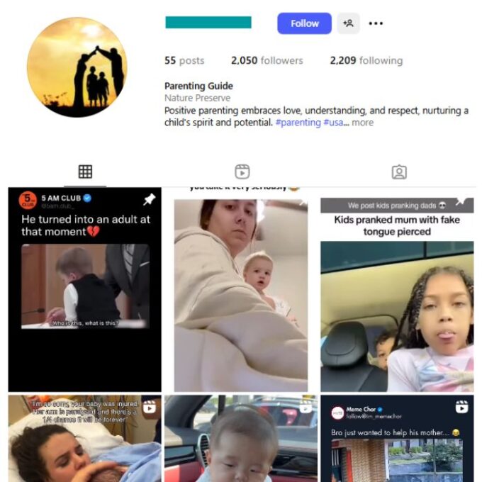 2K Parenting Baby Instagram Account for sale