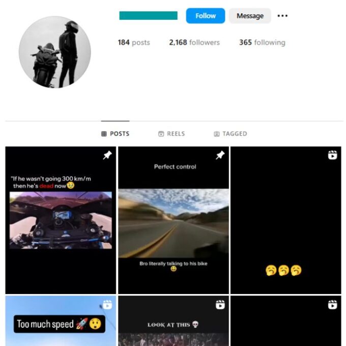 2K Sports Bikes Instagram Account for sale