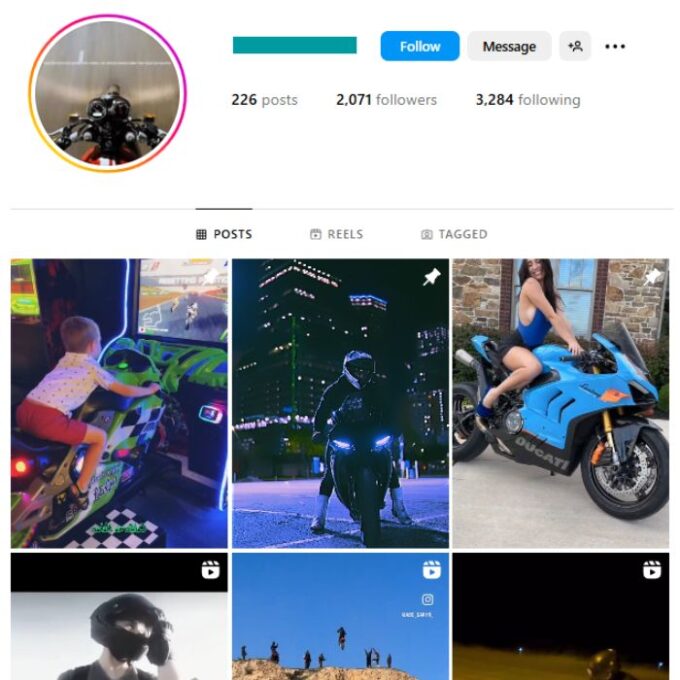 2K Sports Bikes Instagram Account for sale