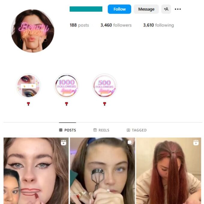 3K Makeup Cosmetics Instagram Account for sale
