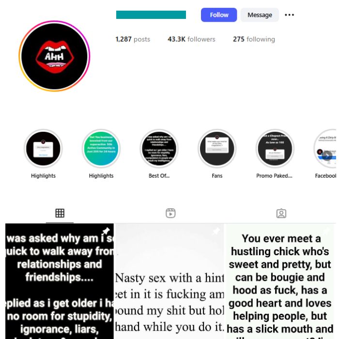 40K Relationships Explicit Quotes Instagram Account for sale