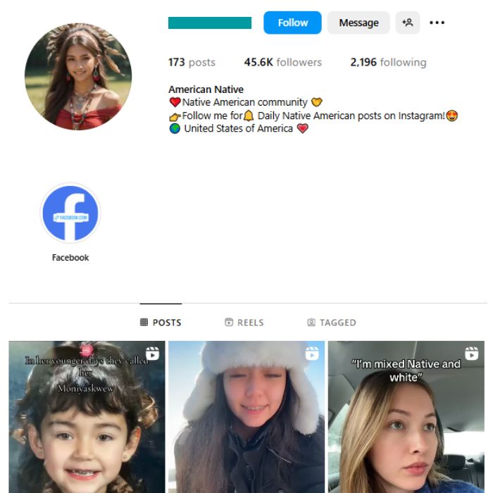 45K Native Americans Models Instagram Account for sale