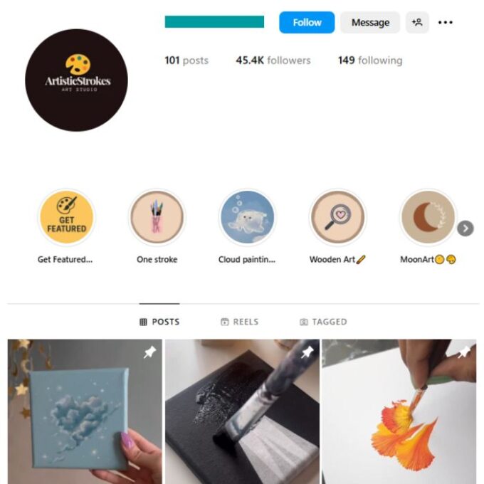 45K Paintings Art Instagram Account for sale