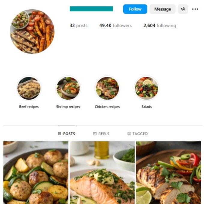 49K Healthy Food Recipes Instagram Account for sale