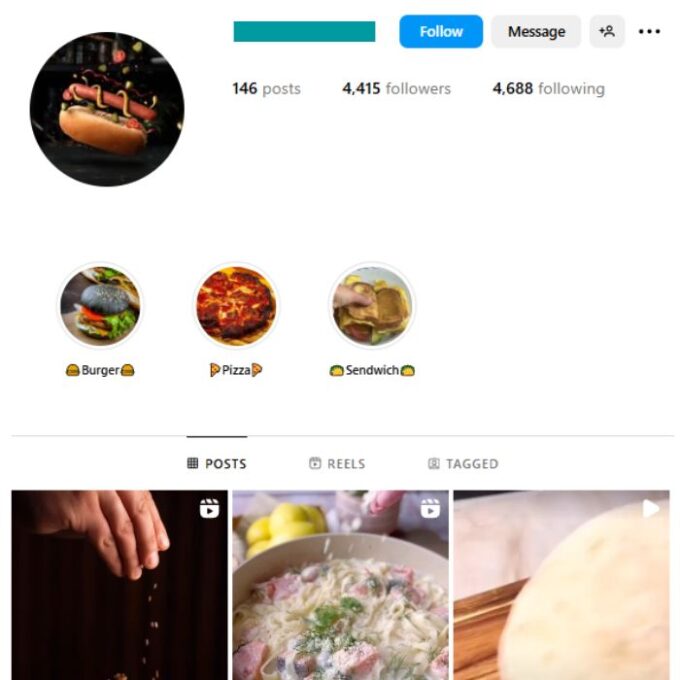 4K Food FYP Instagram Account for sale