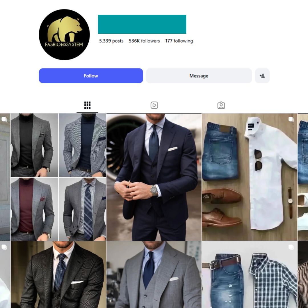 530K Men's Fashion Instagram Account for Sale