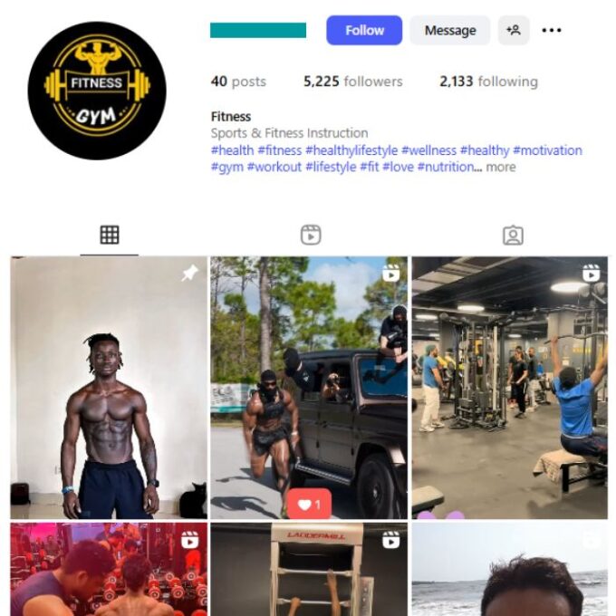 5K Gym Workout Instagram Account for sale