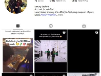 5K Luxury Millionaire Instagram Account for sale