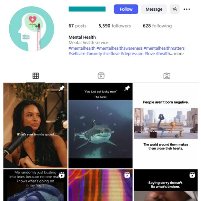 5K Mental Health Instagram Account for sale