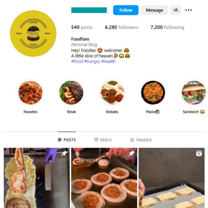6K Food Cooking Instagram Account for sale