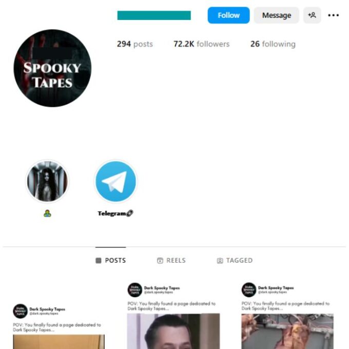70K Horror Mystery Instagram Account for sale
