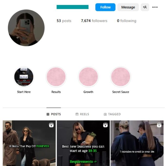 7K Entrepreneur Marketing Instagram Account for sale