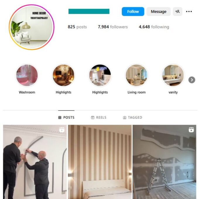 7K Home Interior Luxury Instagram Account for sale