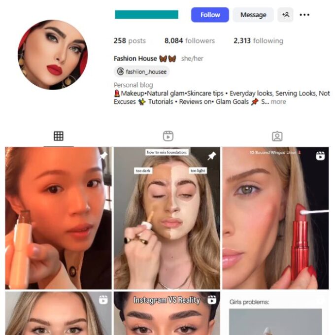 8K Girl's Makeup Instagram Account for sale