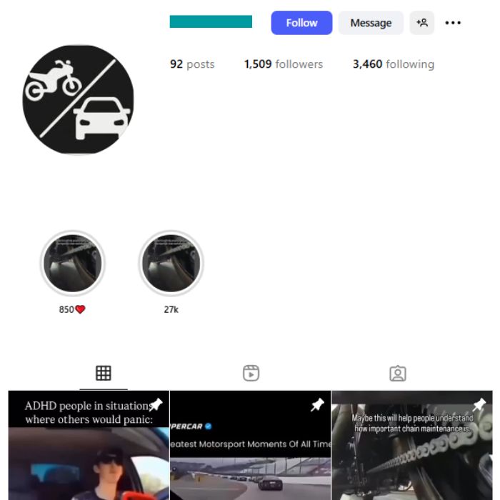 1K Cars Dashcam Instagram Account for sale