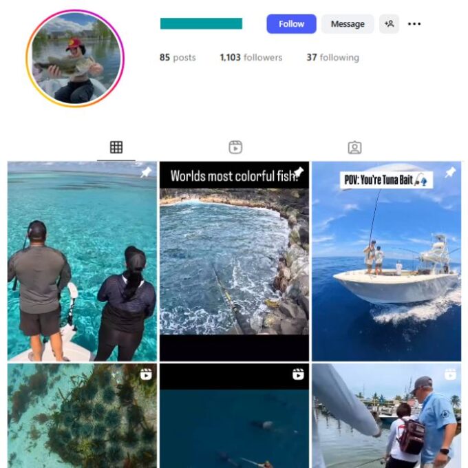 1K Fishing Ocean Instagram Account for sale