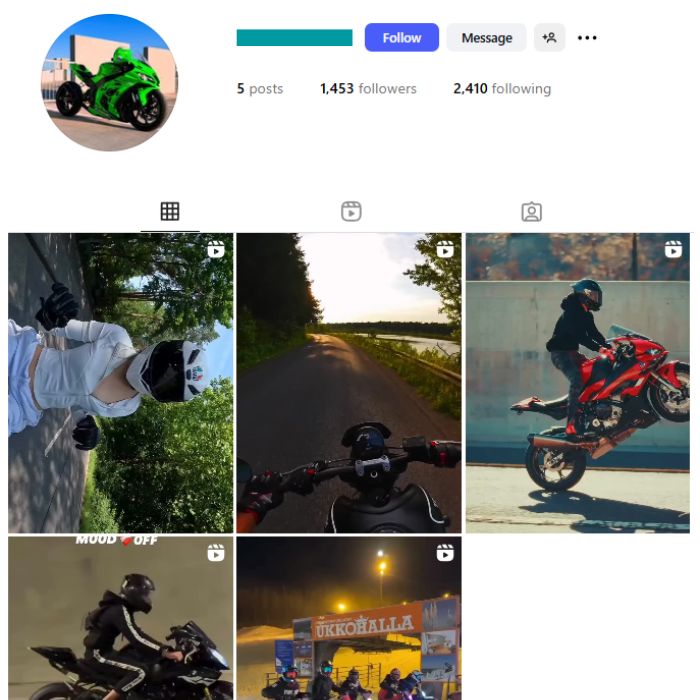 1K Motorcycle Bikes Instagram Account for sale